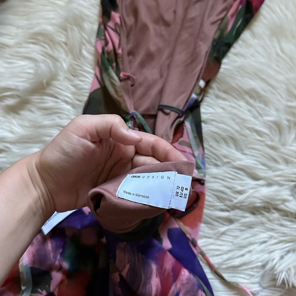 ASOS Exposed Seam Mesh Backless Midi Dress In Bright Floral - Picture 2 of 7